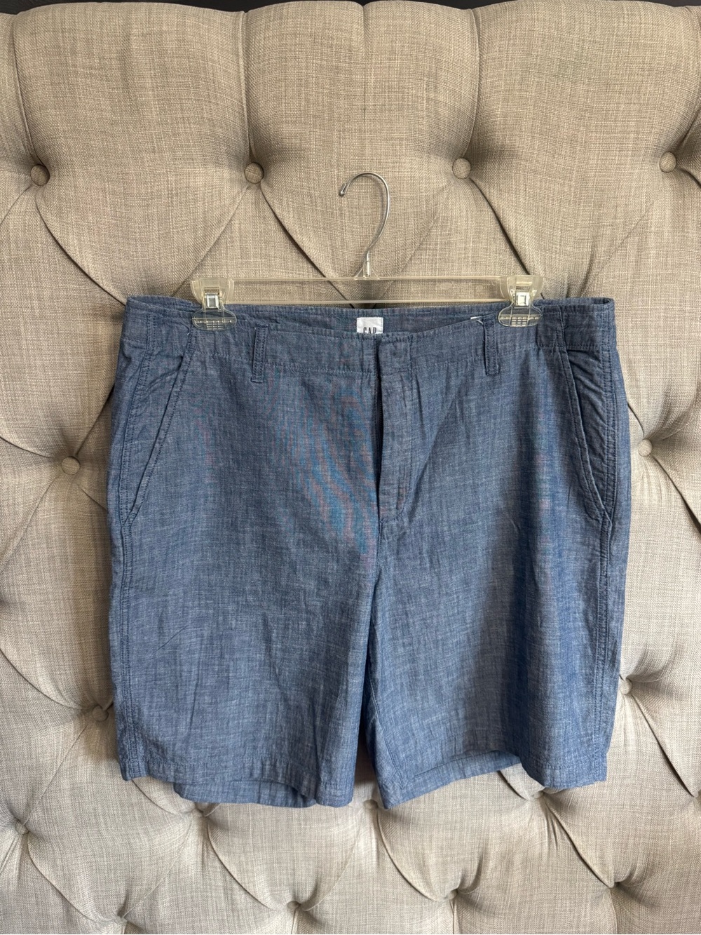 GAP Women's Chambray-Style Blue Bermuda Shorts